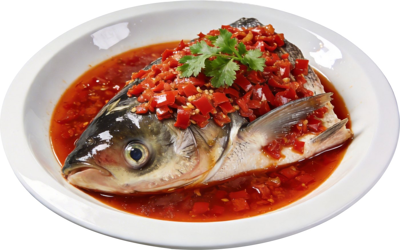 京都粥店快炒厨房剁椒蒸鱼头实拍